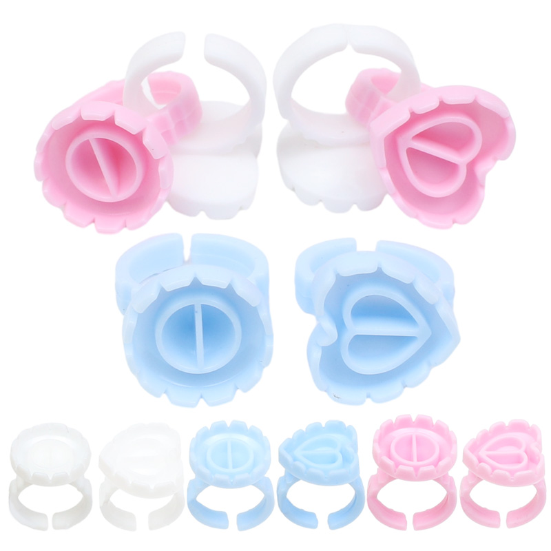 Eyelash Extension Examples - 100pcs/bag Disposable Eyelash Extension Glue Ring