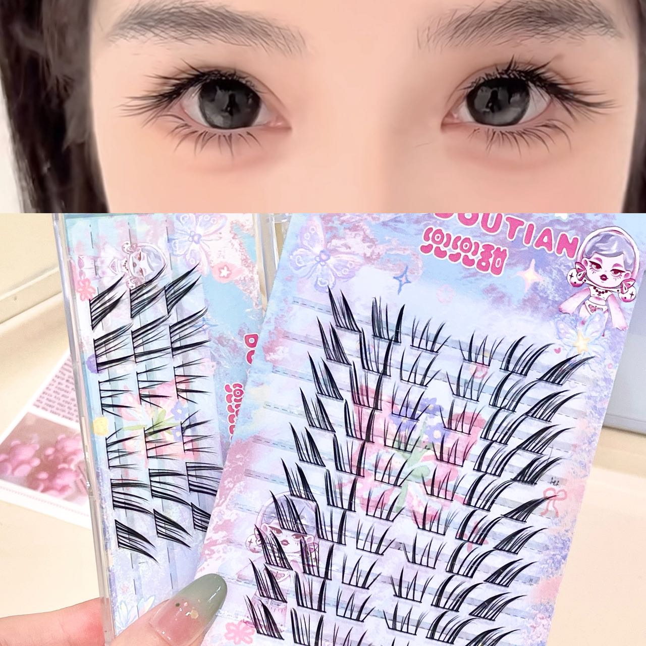 Doudoutian Cool Cat Slanted Fa - đánh giá và giá Eyelash Extension Natural