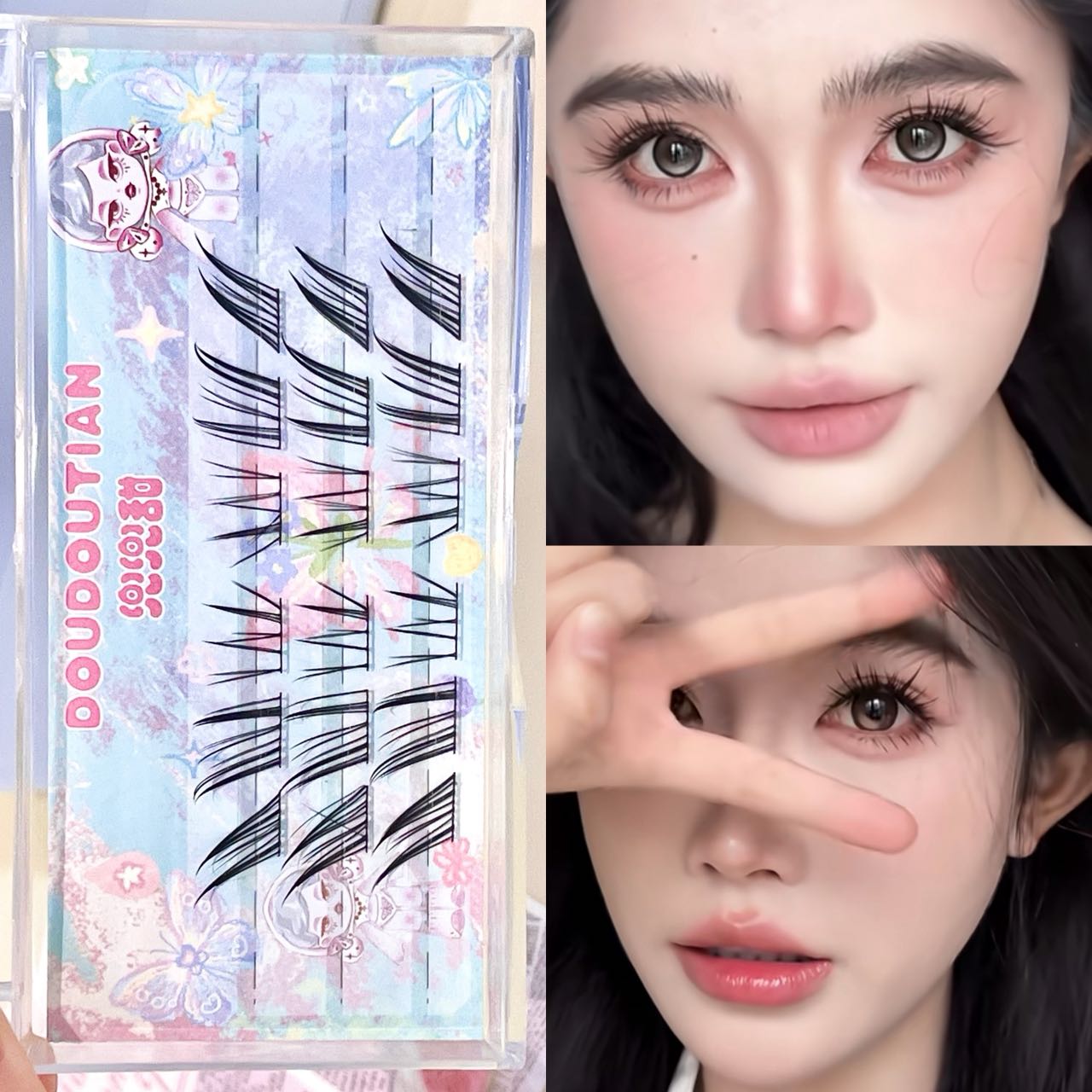 Doudoutian Cool Cat Slanted Fa - đánh giá và giá Eyelash Extension Natural