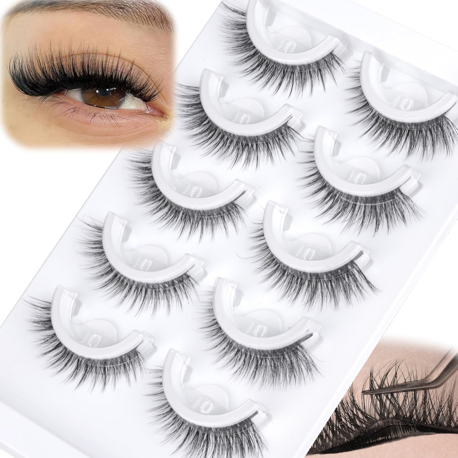 5 Pairs Pre glued half lashes  - đánh giá và giá Eyelash Extension Japanese