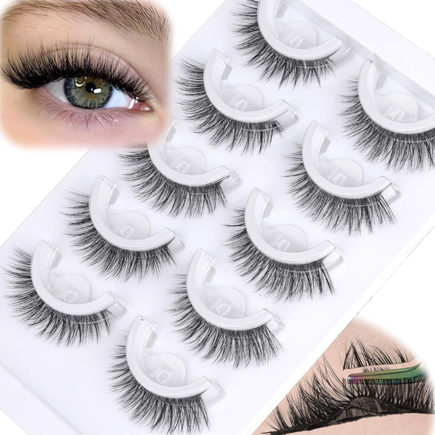 5 Pairs Pre glued half lashes  - đánh giá và giá Eyelash Extension Japanese