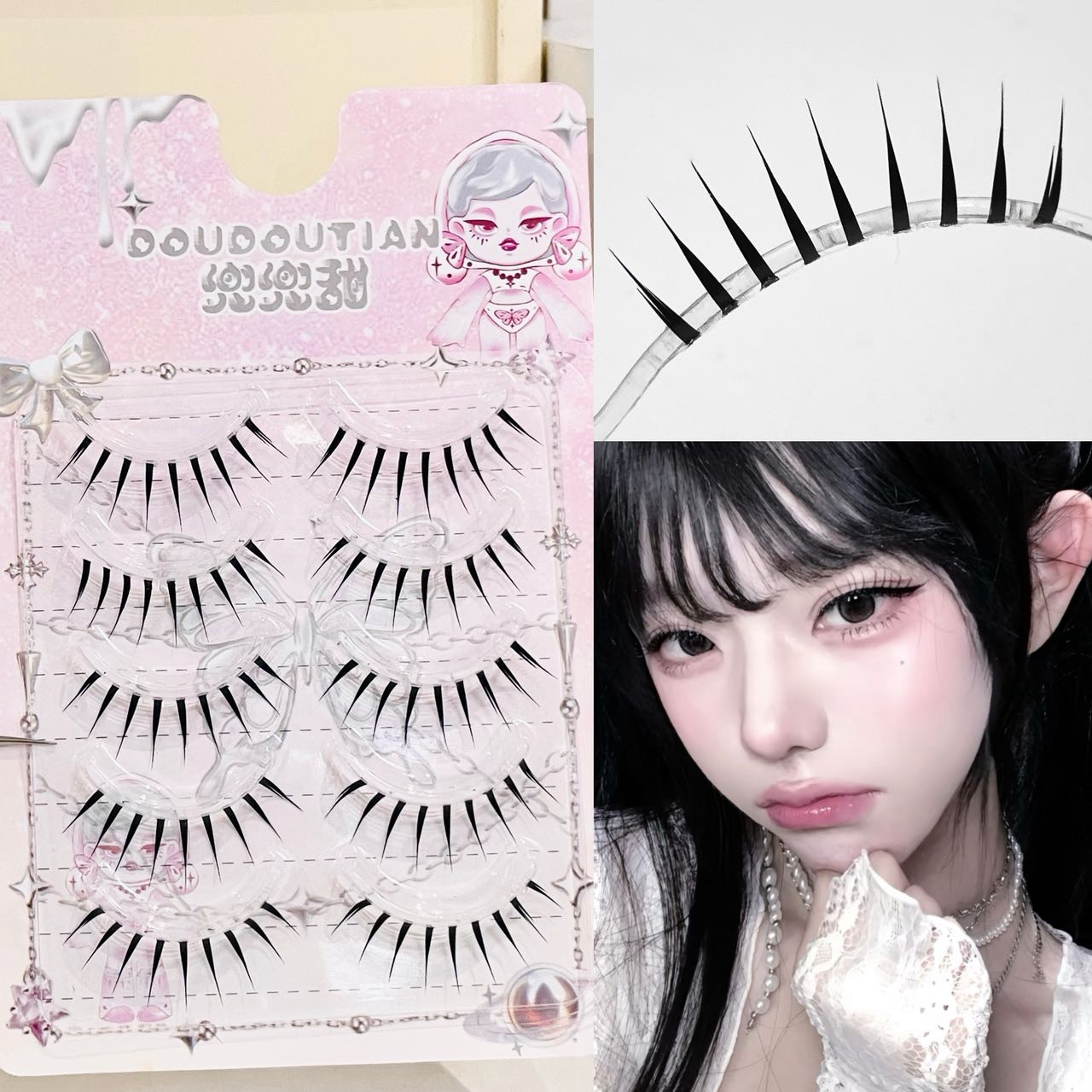 Doudoutian Wet Look Spiky Full - đánh giá và giá Eyelash Extension Natural